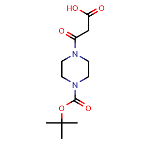 Chemical structure of 3-(1-Boc-piperazin-4-yl)-3-oxopropionic acid , CAS 416857-35-7, AChemBlock Y235204
