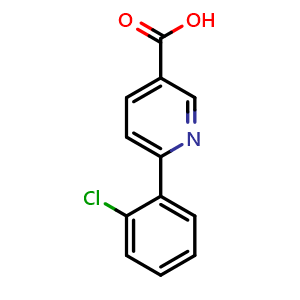 Chemical structure of 6-(2-Chlorophenyl)-3-pyridinecarboxylic acid , CAS 505082-72-4, AChemBlock Y235208