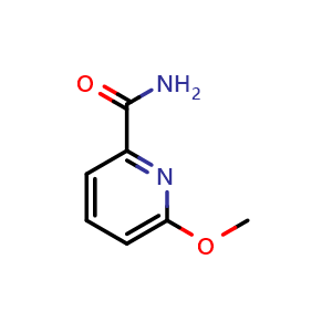 Chemical structure of 6-Methoxy-2-pyridinecarboxamide , CAS 98276-69-8, AChemBlock Y235212