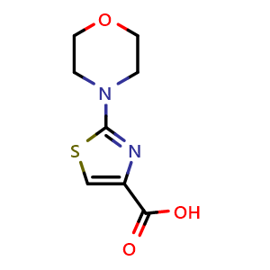 Chemical structure of 2-Morpholino-thiazole-4-carboxylic acid , CAS 906353-04-6, AChemBlock Y235223