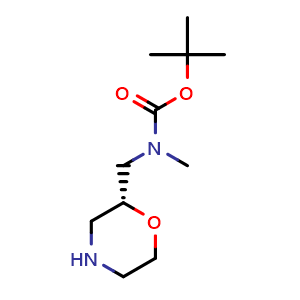 Chemical structure of (R)-tert-Butyl N-methyl-N-(2-morpholinylmethyl)carbamate , CAS 1932578-02-3, AChemBlock Y235233