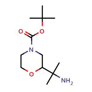 Chemical structure of 4-Boc-2-(1-amino-1-methylethyl)morpholine , CAS 1368302-19-5, AChemBlock Y235234