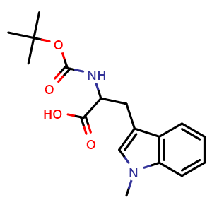 Chemical structure of N-Boc-1-methyl-DL-tryptophan , CAS 185527-65-5, AChemBlock Y235242