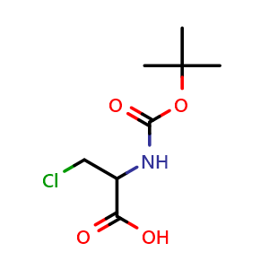 Chemical structure of N-Boc-3-chloro-DL-alanine , CAS 1311198-80-7, AChemBlock Y235244