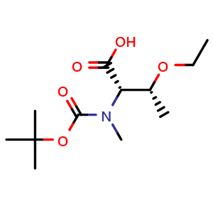Chemical structure of N-Boc-N-Methyl-(2S,3R)-2-amino-3-ethoxybutyric acid , CAS 1210838-16-6, AChemBlock Y235246