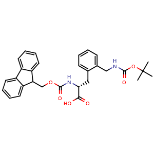 Chemical structure of N-Fmoc-2-(Boc-aminomethyl)-D-phenylalanine , CAS 1217729-44-6, AChemBlock Y235267