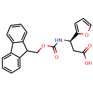 Chemical structure of Fmoc-(R)-3-amino-3-(2-furyl)-propionic acid , CAS 1217662-55-9, AChemBlock Y235269