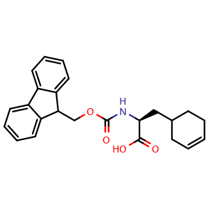 Chemical structure of (S)-2-(Fmoc-amino)-3-(cyclohex-3-en-1-yl)propanoic acid , CAS 2351726-21-9, AChemBlock Y235294