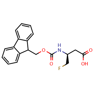 Chemical structure of Fmoc-(S)-3-amino-4-fluorobutanoic acid , CAS 2350701-37-8, AChemBlock Y235297
