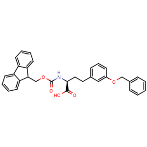 Chemical structure of (S)-2-(Fmoc-amino)-4-(3-benzyloxy-phenyl)butanoic acid , CAS 2350643-20-6, AChemBlock Y235299