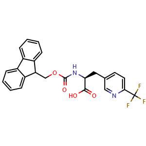 Chemical structure of (S)-2-(Fmoc-amino)-3-(6-trifluoromethyl-pyridin-3-yl)propanoic acid , CAS 2350608-41-0, AChemBlock Y235301