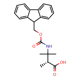 Chemical structure of (R)-3-(Fmoc-amino)-2,3-dimethylbutanoic acid , CAS 2350606-63-0, AChemBlock Y235302