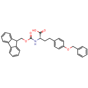 Chemical structure of (S)-2-(Fmoc-amino)-4-(4-benzyloxy-phenyl)butanoic acid , CAS 2350174-95-5, AChemBlock Y235312