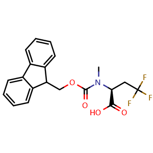 Chemical structure of N-Fmoc-(S)-2-(methyl-amino)-4,4,4-trifluorobutanoic acid , CAS 2642726-10-9, AChemBlock Y235315
