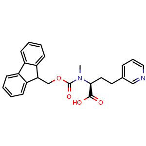 Chemical structure of N-Fmoc-(S)-a-(methyl-amino)-3-pyridinebutanoic acid , CAS 2642331-40-4, AChemBlock Y235321