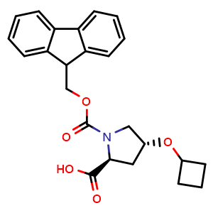 Chemical structure of (4R)-N-Fmoc-4-(cyclobutyloxy)-L-proline , CAS 2865161-00-6, AChemBlock Y235332
