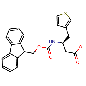 Chemical structure of Fmoc-(S)-3-amino-4-(3-thienyl)butyric acid , CAS 270263-01-9, AChemBlock Y235340
