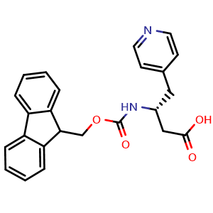 Chemical structure of N-Fmoc-(R)-b-amino-4-pyridinebutanoic acid , CAS 269396-69-2, AChemBlock Y235347