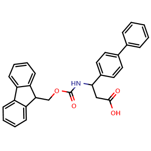 Chemical structure of N-Fmoc-b-amino-[1,1'-biphenyl]-4-propanoic acid , CAS 269078-79-7, AChemBlock Y235349