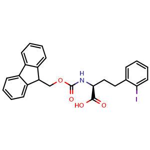 Chemical structure of (S)-a-(Fmoc-amino)-2-iodobenzenebutanoic acid , CAS 2350157-43-4, AChemBlock Y235357