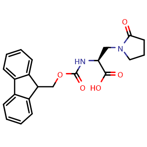 Chemical structure of (S)-a-(Fmoc-amino)-2-oxo-1-pyrrolidinepropanoic acid , CAS 2350069-82-6, AChemBlock Y235364