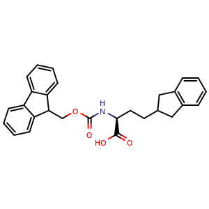 Chemical structure of (S)-a-(Fmoc-amino)-2,3-dihydro-1H-indene-2-butanoic acid , CAS 2349966-12-5, AChemBlock Y235373