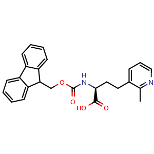 Chemical structure of (S)-a-(Fmoc-amino)-2-methyl-3-pyridinebutanoic acid , CAS 2349716-95-4, AChemBlock Y235387