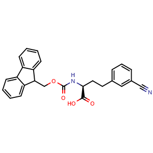 Chemical structure of Fmoc-3-cyano-L-homophenylalanine , CAS 2349706-36-9, AChemBlock Y235389