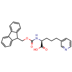 Chemical structure of (S)-a-(Fmoc-amino)-3-pyridinepentanoic acid , CAS 2349700-40-7, AChemBlock Y235390