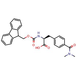 Chemical structure of N-Fmoc-4-[(dimethylamino)carbonyl]-L-phenylalanine , CAS 2349646-18-8, AChemBlock Y235392