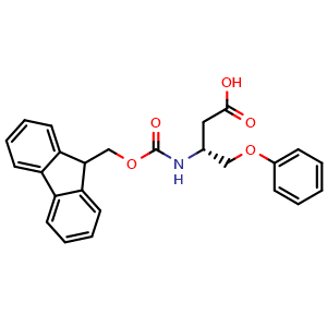 Chemical structure of (R)-3-(Fmoc-amino)-4-phenoxybutanoic acid , CAS 2349622-28-0, AChemBlock Y235393