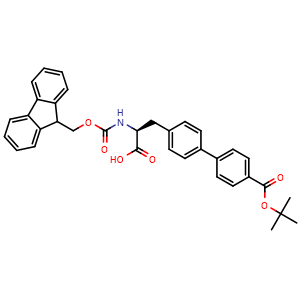 Chemical structure of N-Fmoc-3-(4'-tert-butoxycarbonyl-biphenyl-4-yl)-L-alanine , CAS 2001041-43-4, AChemBlock Y235407