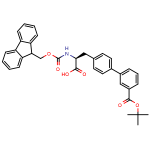 Chemical structure of N-Fmoc-3-(3'-tert-butoxycarbonyl-biphenyl-4-yl)-L-alanine , CAS 2001041-41-2, AChemBlock Y235408