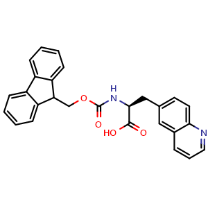 Chemical structure of (S)-a-(Fmoc-amino)-6-quinolinepropanoic acid , CAS 1998643-85-8, AChemBlock Y235410