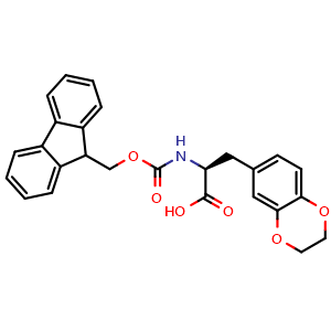 Chemical structure of (S)-a-(Fmoc-amino)-2,3-dihydro-1,4-benzodioxin-6-propanoic acid , CAS 1998647-06-5, AChemBlock Y235417