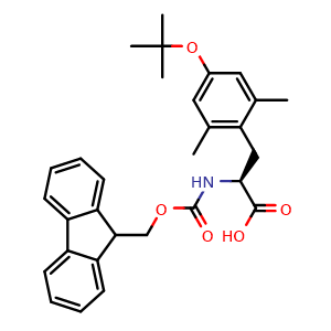 Chemical structure of N-Fmoc-O-tert-butyl-2,6-dimethyl-L-tyrosine , CAS 1043043-79-3, AChemBlock Y235427