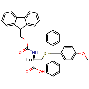 Chemical structure of N-Fmoc-S-[(4-methoxyphenyl)diphenylmethyl]-2-methyl-L-cysteine , CAS 1198791-74-0, AChemBlock Y235431
