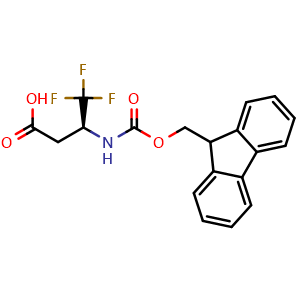 Chemical structure of (S)-3-(Fmoc-amino)-4,4,4-trifluorobutanoic acid , CAS 1310680-31-9, AChemBlock Y235433