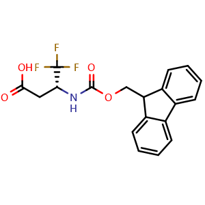 Chemical structure of (R)-3-(Fmoc-amino)-4,4,4-trifluorobutanoic acid , CAS 1310680-34-2, AChemBlock Y235435