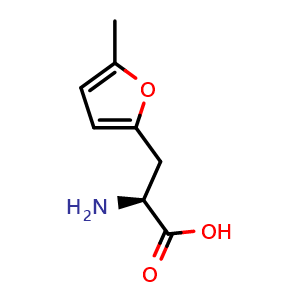 Chemical structure of (S)-a-Amino-5-methyl-2-furanpropanoic acid , CAS 1269979-34-1, AChemBlock Y235440