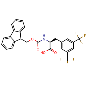 Chemical structure of N-Fmoc-3,5-bis(trifluoromethyl)-L-phenylalanine , CAS 1260615-32-4, AChemBlock Y235442