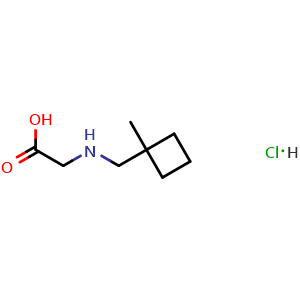 Chemical structure of N-[(1-Methylcyclobutyl)methyl]glycine hydrochloride , CAS 1701864-41-6, AChemBlock Y235444