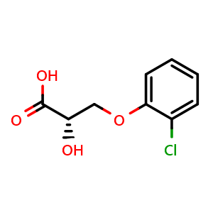 Chemical structure of (2S)-3-(2-Chlorophenoxy)-2-hydroxypropanoic acid , CAS 1610620-90-0, AChemBlock Y235459
