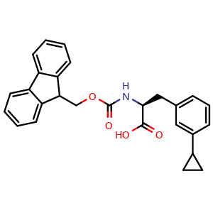 Chemical structure of N-Fmoc-3-cyclopropyl-L-phenylalanine , CAS 1821775-85-2, AChemBlock Y235461