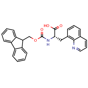 Chemical structure of (S)-a-(Fmoc-amino)-8-quinolinepropanoic acid , CAS 1821738-49-1, AChemBlock Y235465