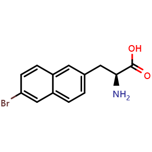 Chemical structure of (S)-a-Amino-6-bromo-2-naphthalenepropanoic acid , CAS 1703931-13-8, AChemBlock Y235467