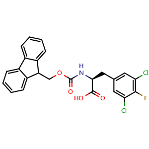 Chemical structure of N-Fmoc-4-fluoro-3,5-dichloro-L-phenylalanine , CAS 1629658-24-7, AChemBlock Y235477
