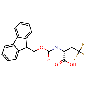 Chemical structure of (R)-2-(Fmoc-amino)-4,4,4-trifluorobutanoic acid , CAS 2044711-52-4, AChemBlock Y235486