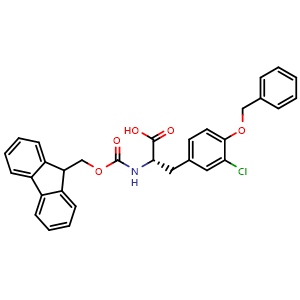 Chemical structure of N-Fmoc-3-chloro-4-benzyloxy-L-phenylalanine , CAS 205181-81-3, AChemBlock Y235492