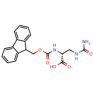 Chemical structure of 3-[(Aminocarbonyl)amino]-N-Fmoc-D-alanine , CAS 1932248-63-9, AChemBlock Y235502